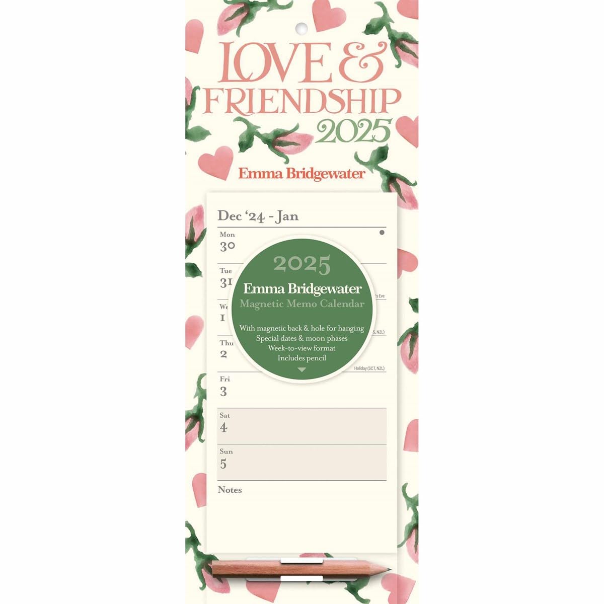 Little Rose Bud Week-To-View Magnetic Calendar 2025
