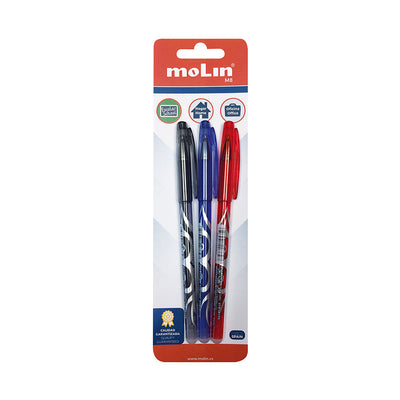 Erasable ball point pens - 3 blue pens