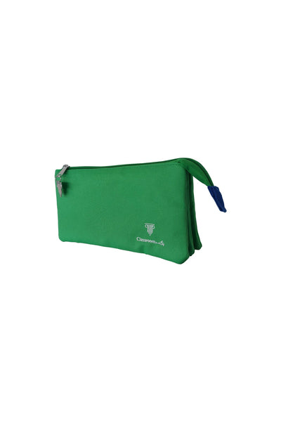 Pencil Case 2 Zip 3 Pockets  Green