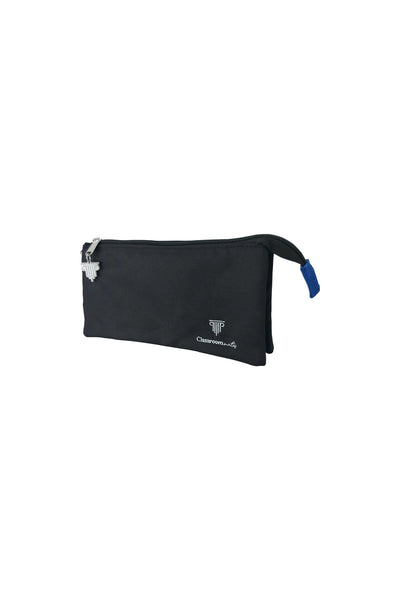 Pencil Case 2 Zip 3 Pockets  Black