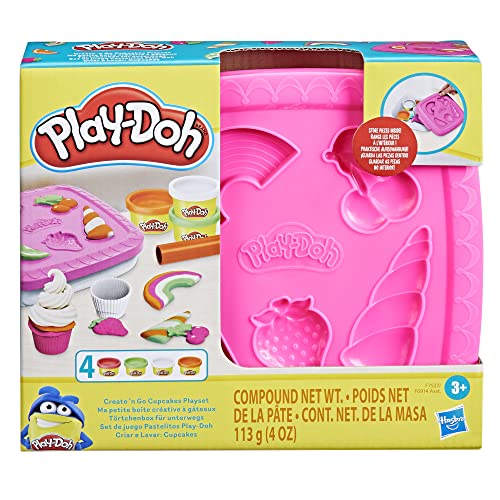 Play-Doh Create N Go Cupcakes Playset Set with Storage Container - Arts and Crafts Toys for Kids