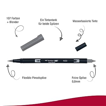 Tombow Dual Brush Pen N55 Cool Grey