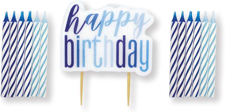 Happy Glitz Blue Birthday Candle Set x 13 pcs