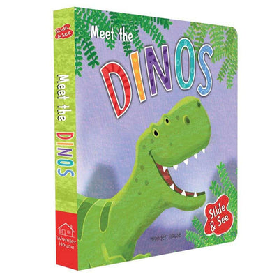 Meet The Dinos - Sliding Novelty Board Book For Kids