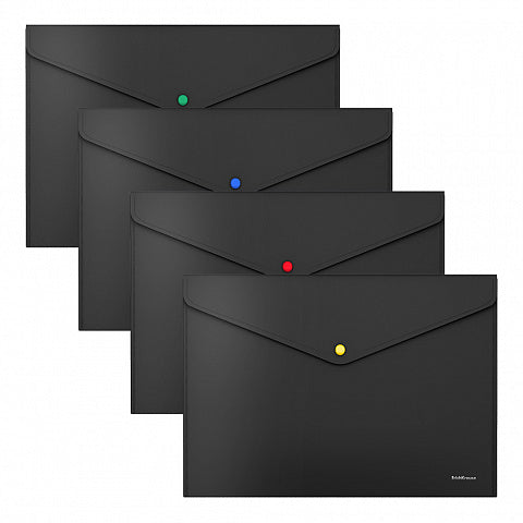 Button A4 Plastic Envelop Black