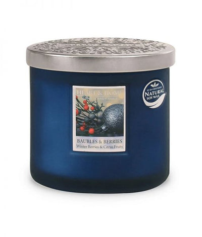 HEART & HOME Double Wick Candle Ornaments and Berries 220g