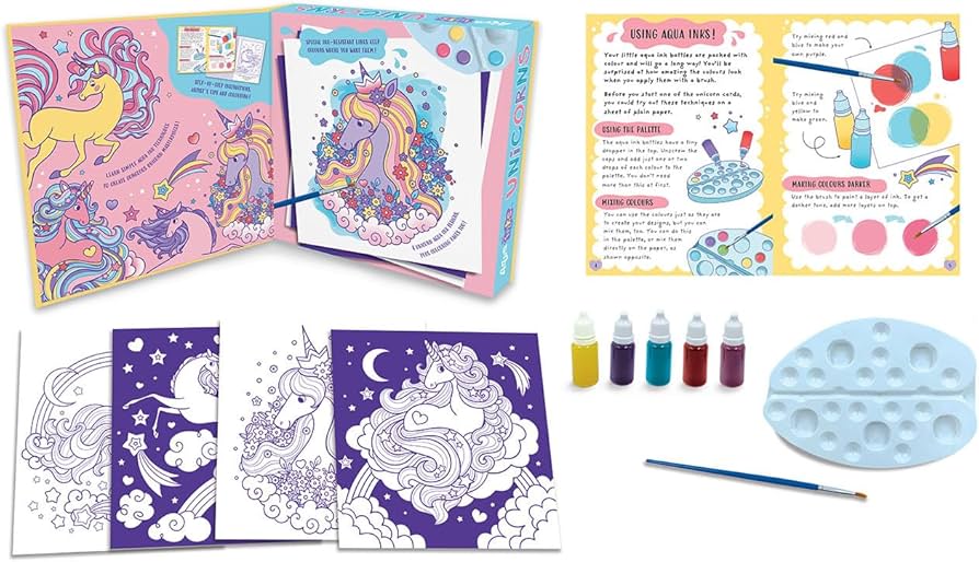 super-cool aqua ink unicorn masterpieces with complete art activity kit