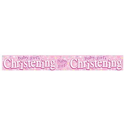 Happy Christening Banner Pink