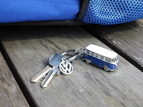 VW Collection Volkswagen T1 Bus 3D Metal Keyring, Blue