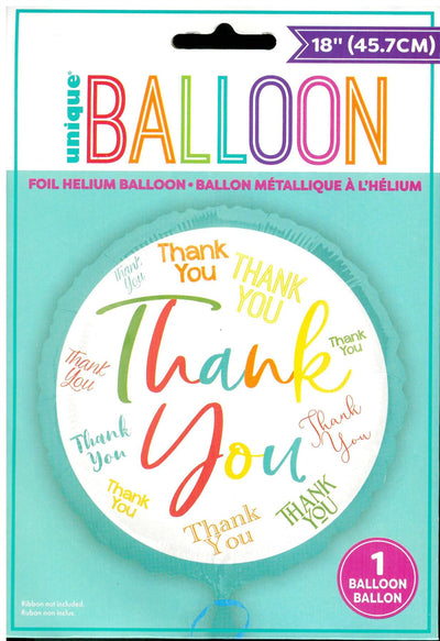 THANK YOU ROUND FOIL BALLOON 18inch - Air or Helium.