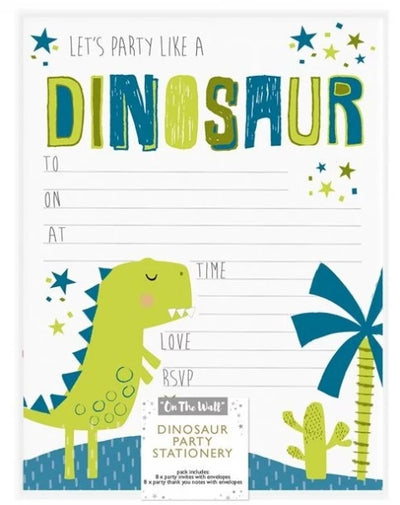 Party Invitations Dinosaur 1 X 8 Invites & Envelops