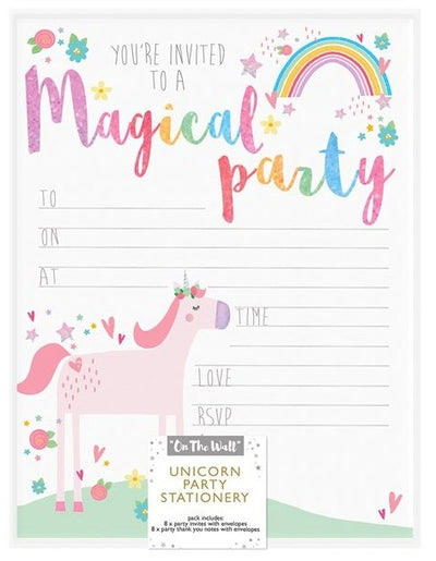 Party Invitations Unicorn 1 X 8 Invites & Envelops