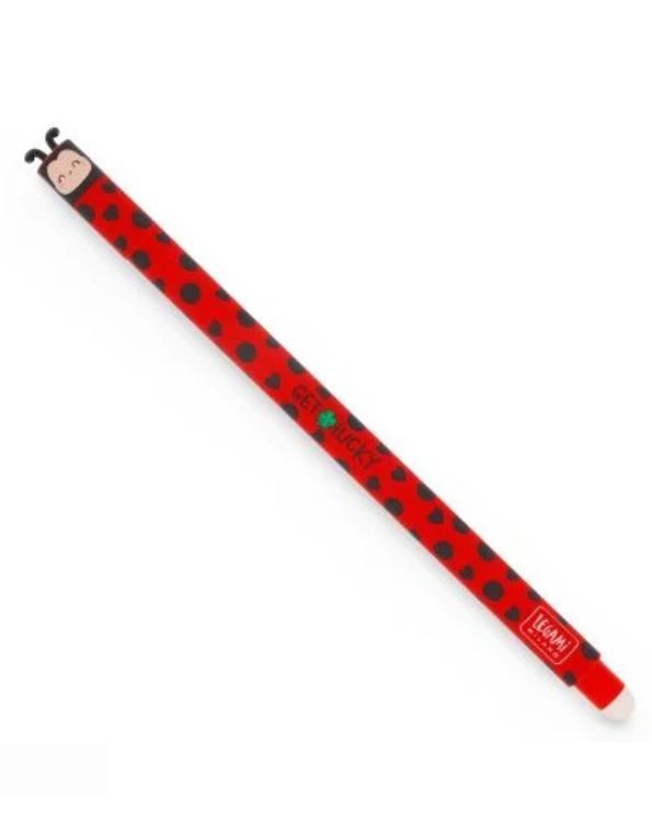 Legami Ladybug Erasable Gel Pen, 0.7mm, Red Ink