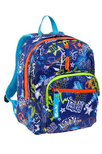 Seven Sj Gang Goalstreet Boy Blue School Bag 2 Zip Fit A4