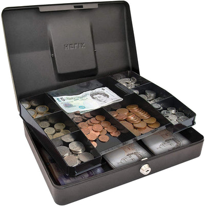 Cash Box Black 12Inch W300 X D240 X H90Mm