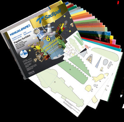 Assortment Of Papers 42Pcs Including 6 Step By Step Handicraft Instructions