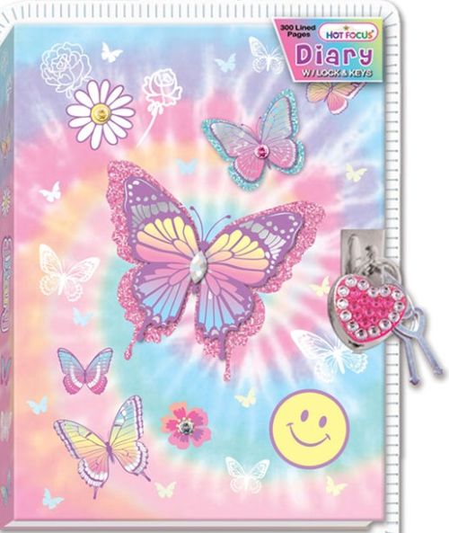 Hot Focus Butterfly Diary with Lock and Keys