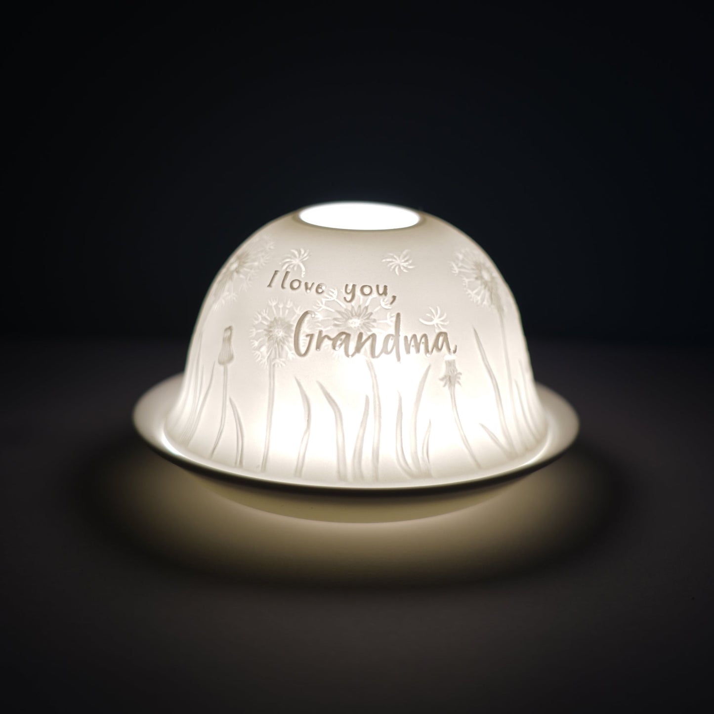Porcelain Tealight Dome - I Love You Grandma