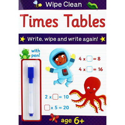Wipe Clean With Pen 6+ Times Tables