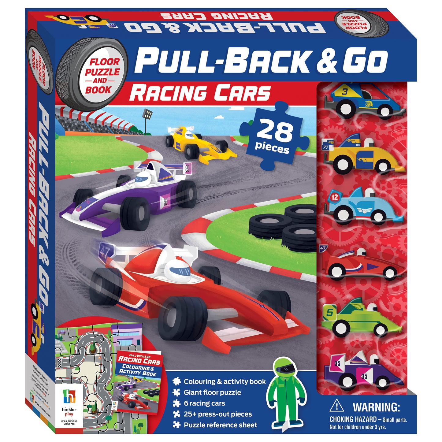 Pull Back And Go Racing Cars - Giant Floor Jigsaw With 6 Cars