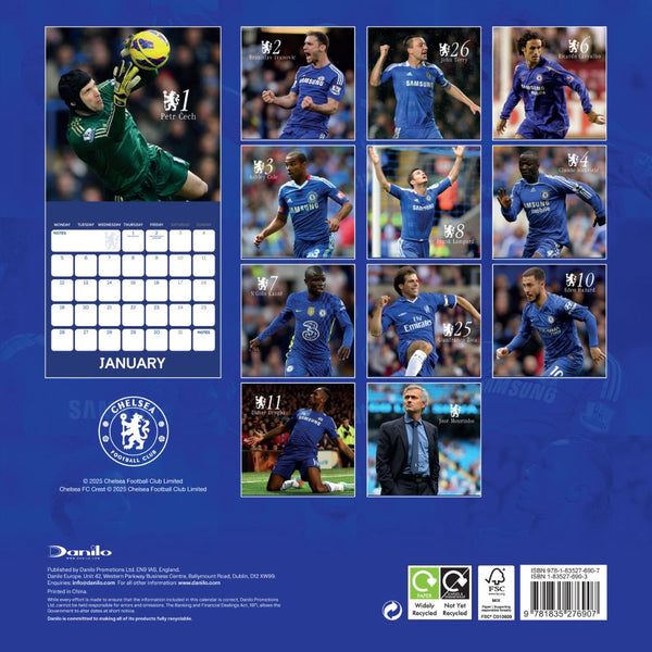 Chelsea FC Legends 2026 Square Wall Calendar