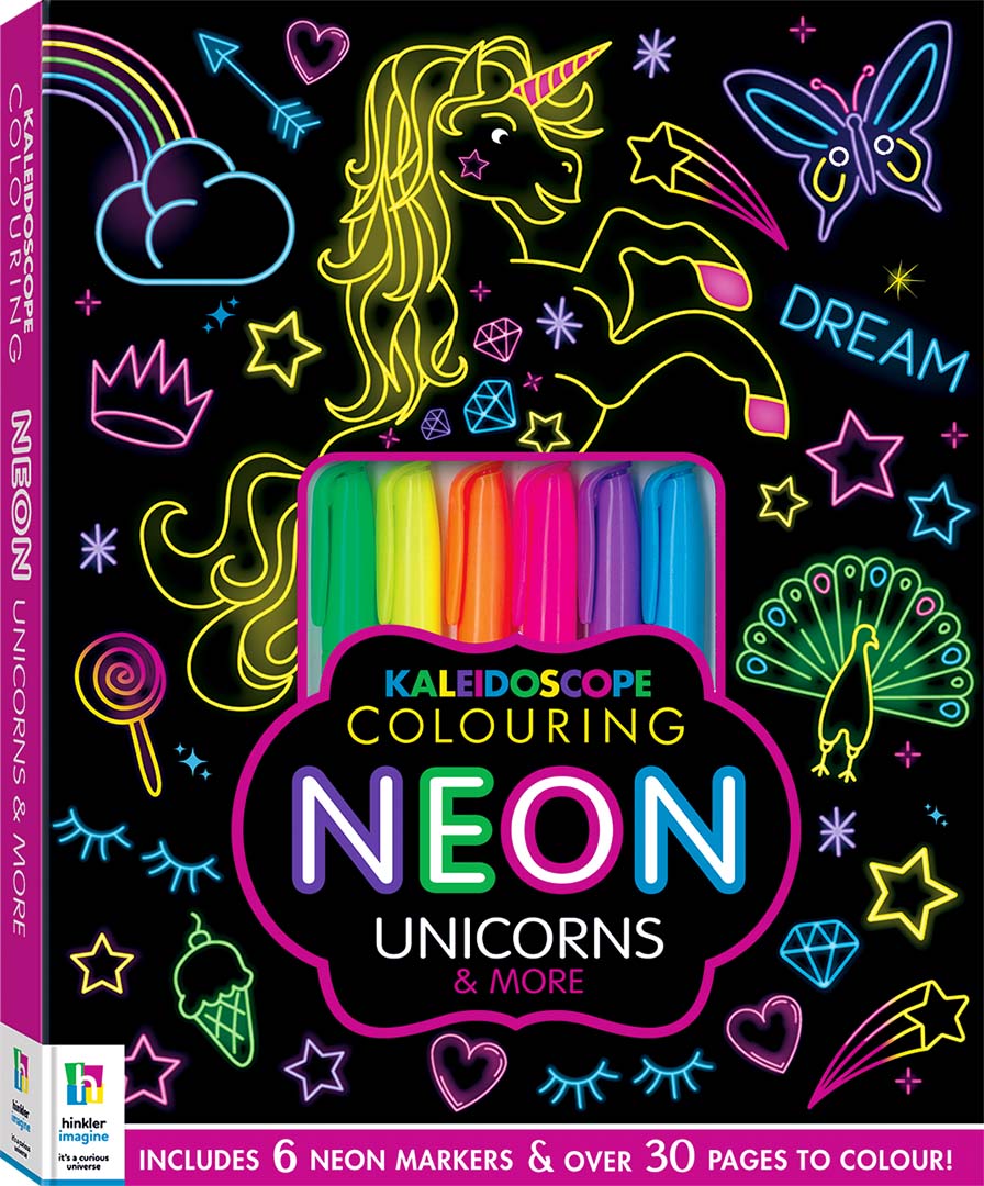 Kaleidoscope Colouring Unicorns With 6 Neon Markers