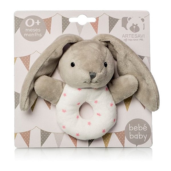Bunny Rattle With Pink Stars 12Cm