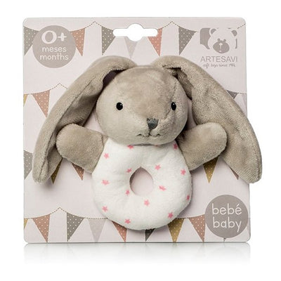 Bunny Rattle With Pink Stars 12Cm