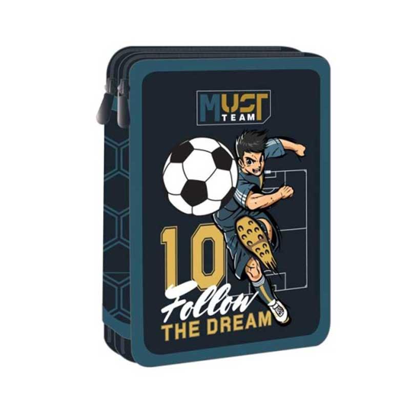Football pencil case 2 zip filled