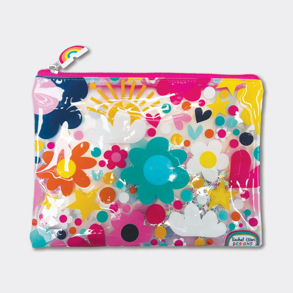 Flowers, Hearts & Stars Transperant Pencil Case A5 size