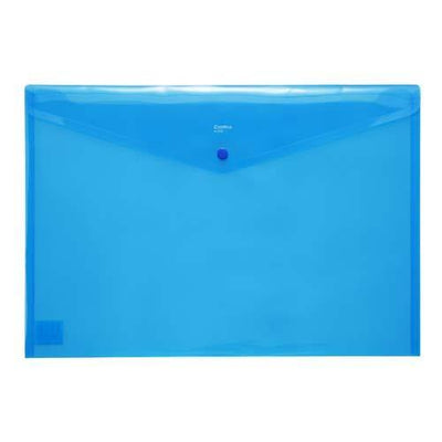 Button Envelope A3 Trsp Plastic - Blue
