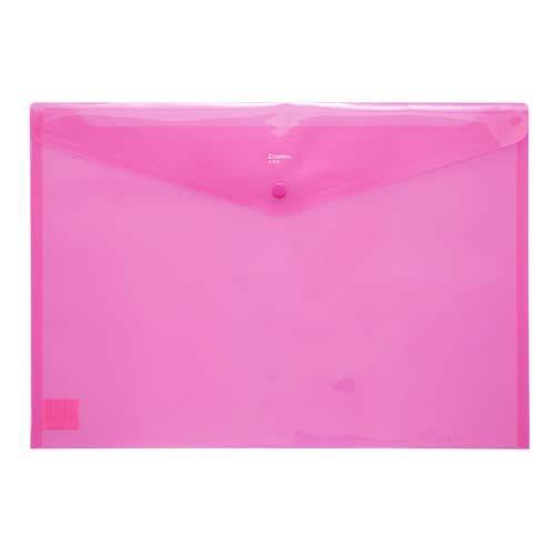 Button Envelope A3 Trsp Plastic - Pink
