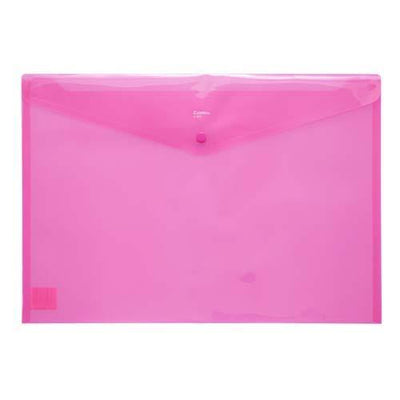 Button Envelope A3 Trsp Plastic - Pink