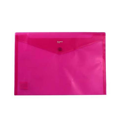 Button Envelope A4 Trsp Plastic - Red