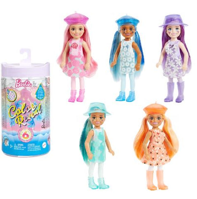 Barbie Chelsea Color Reveal Rain Or Shine Doll With 6 Surprises