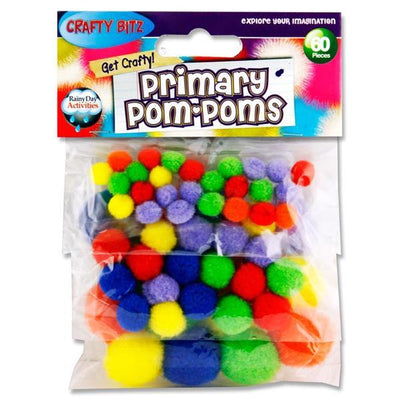 Pom Poms - 60 Assorted Sizes