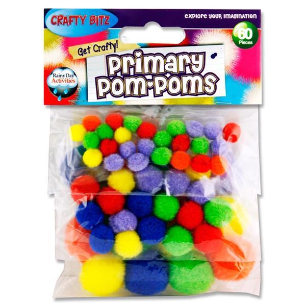 Pom Poms - 60 Assorted Sizes