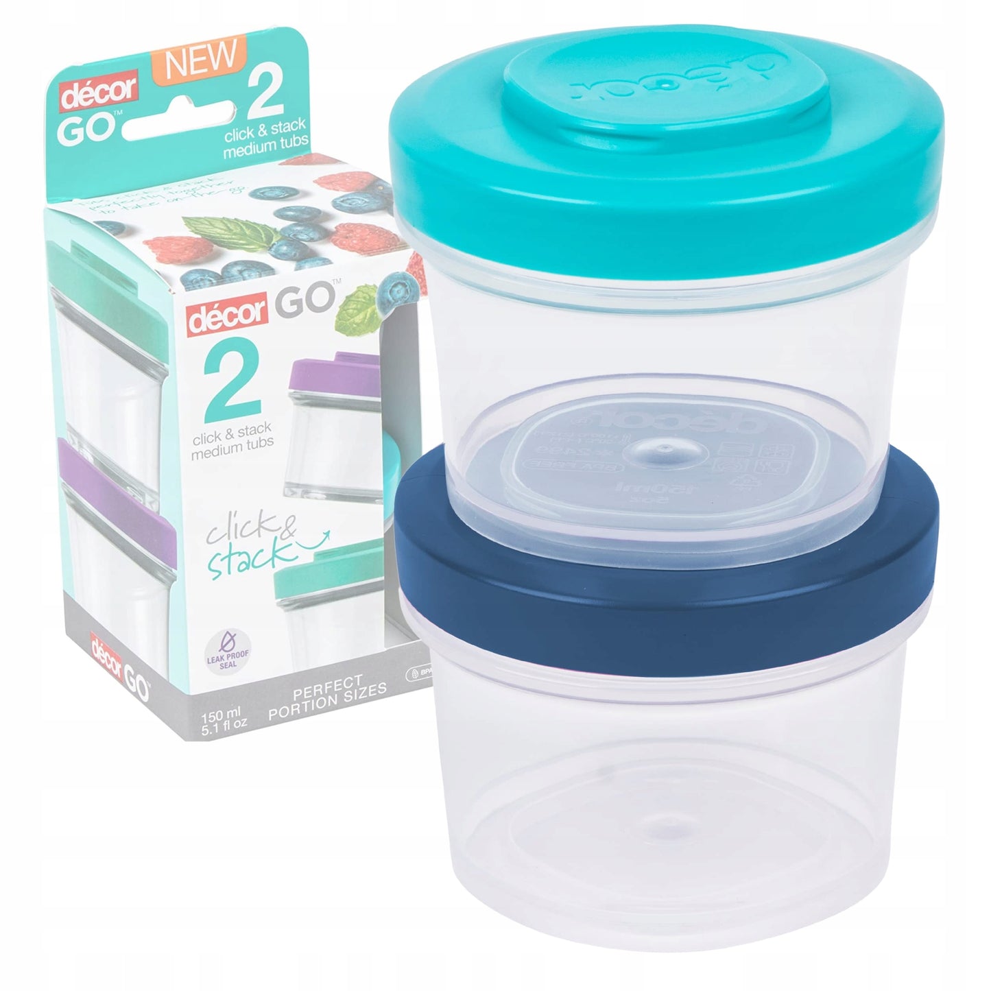 Go Click & Stack Medium Tubs (2pk) 150ml