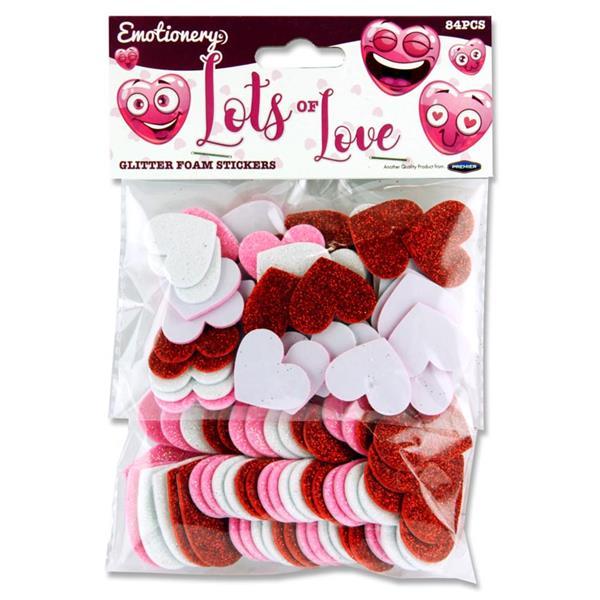 Emotionery Lots Of Love Glitter Foam Heart Stickers