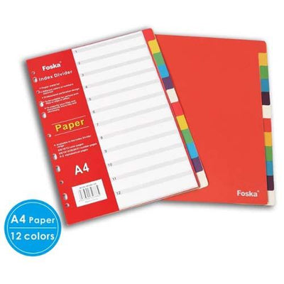 Dividers Carton A4 x12 Colour
