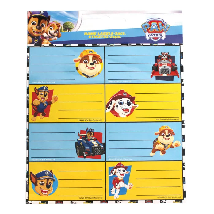 Paw Patrol Race Notebook Labels x 16 pcs