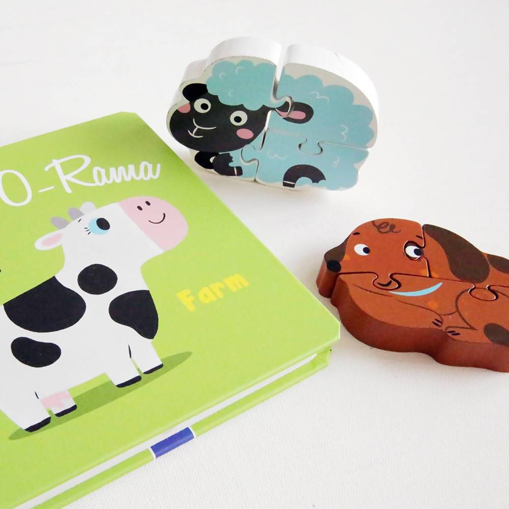 Word-O-Rama Book & Wooden Puzzles Farm