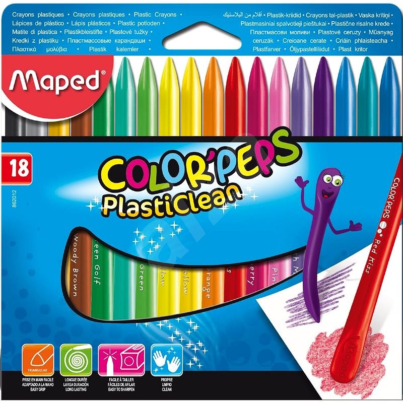 Plastic Crayons X18 Colour Peps Plasticlean
