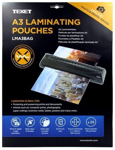 Laminating Pouches A3 1 Pkt X 25 - 2 X 125 Micron