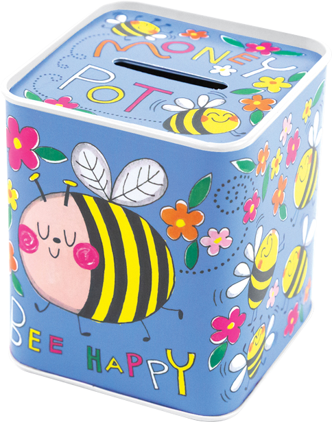 Bee Happy Tin Money Box