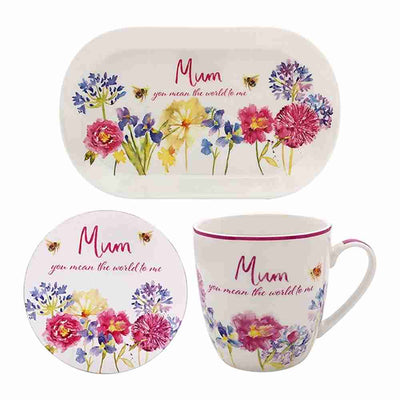 Floral Mum Mug Coaster & Tray