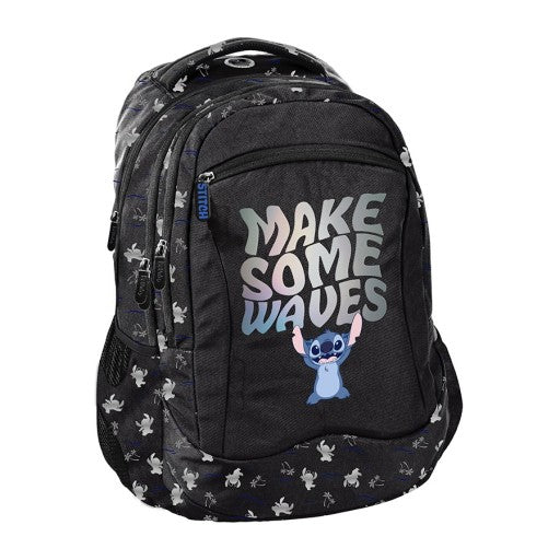 Make Some Waves Stitch School Backpack 3 compartments Fits A4