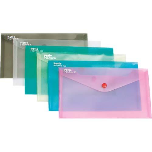 Plastic Envelope W/Button Dl Trans White