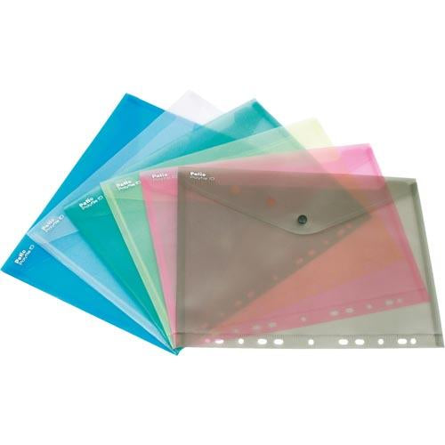 Plastic Envelope A4 Punched W/Button
