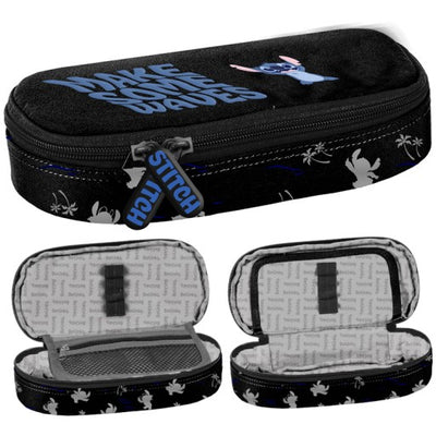 Disney Stitch Make Some Waves Black 1 zip Pencil Case